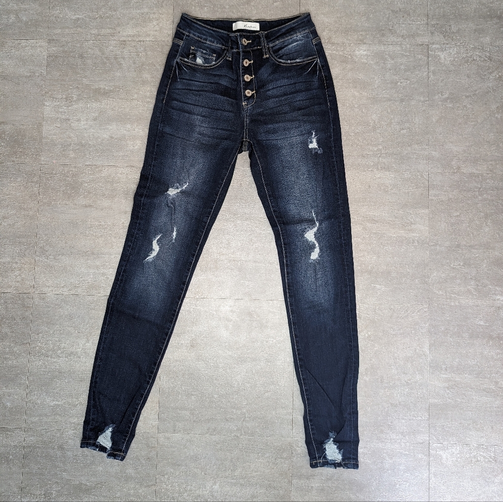 Kancan Woman's Distressed Denim Jeans High Waisted Skinny Size 7/27